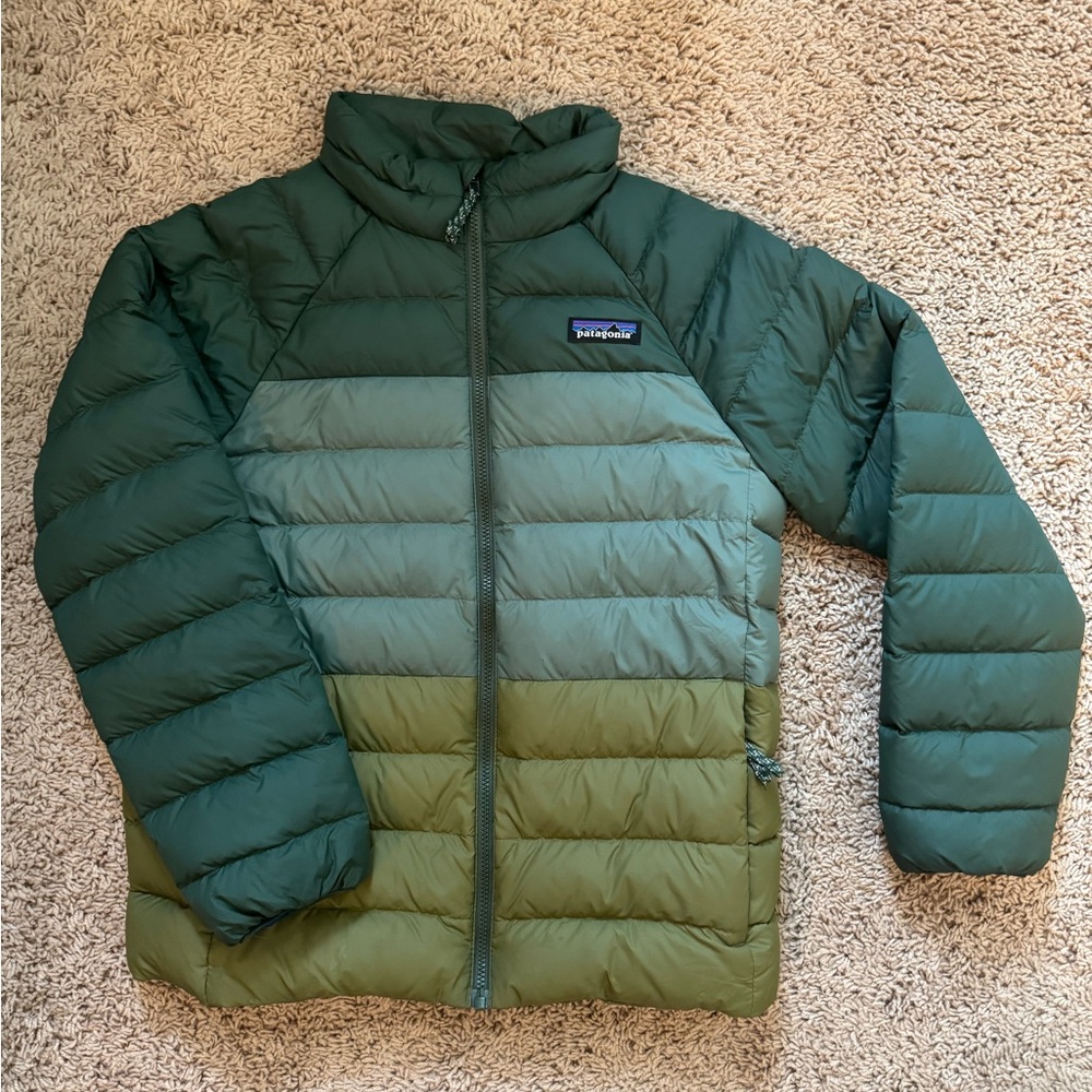 Patagonia Kids Two-Tone Green Puffer Jacket